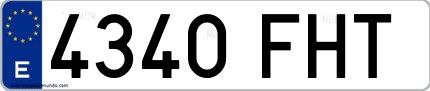 Ejemplo de matrícula española 4340 FHT