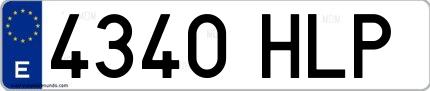 Ejemplo de matrícula española 4340 HLP