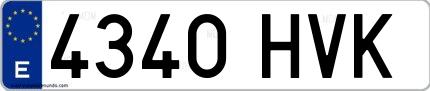 Ejemplo de matrícula española 4340 HVK