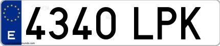 Ejemplo de matrícula española 4340 LPK