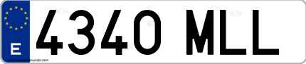 Ejemplo de matrícula de coche ordinaria 4340 MLL