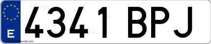 Ejemplo de matrícula española 4341 BPJ