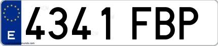 Ejemplo de matrícula española 4341 FBP