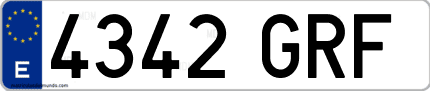 Ejemplo de matrícula de coche ordinaria 4342 GRF
