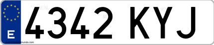 Ejemplo de matrícula de coche ordinaria 4342 KYJ