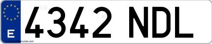 Ejemplo de matrícula española 4342 NDL