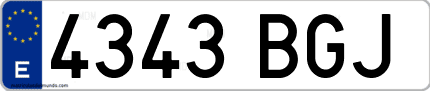 Ejemplo de matrícula de coche ordinaria 4343 BGJ