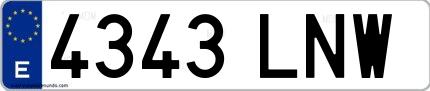 Ejemplo de matrícula española 4343 LNW