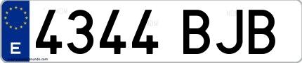 Ejemplo de matrícula española 4344 BJB