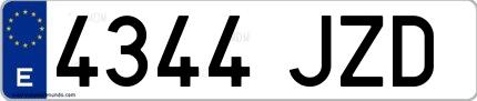 Ejemplo de matrícula española 4344 JZD