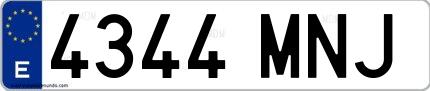 Ejemplo de matrícula española 4344 MNJ
