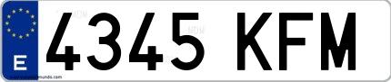 Ejemplo de matrícula española 4345 KFM