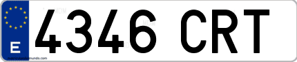 Ejemplo de matrícula de coche ordinaria 4346 CRT