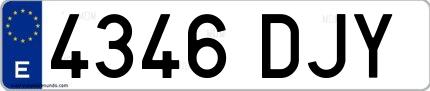 Ejemplo de matrícula española 4346 DJY