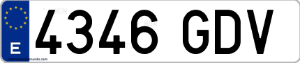 Ejemplo de matrícula de coche ordinaria 4346 GDV