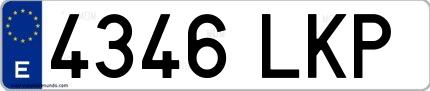 Ejemplo de matrícula española 4346 LKP