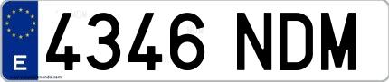 Ejemplo de matrícula española 4346 NDM