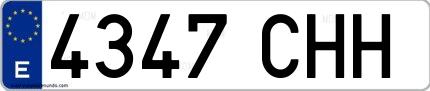 Ejemplo de matrícula española 4347 CHH
