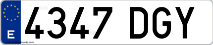 Ejemplo de matrícula de coche ordinaria 4347 DGY