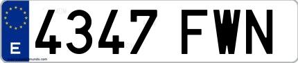 Ejemplo de matrícula española 4347 FWN