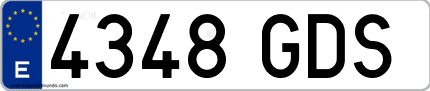 Ejemplo de matrícula de coche ordinaria 4348 GDS