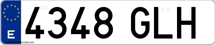 Ejemplo de matrícula de coche ordinaria 4348 GLH