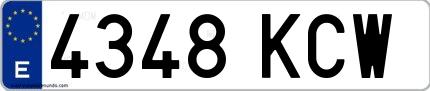 Ejemplo de matrícula española 4348 KCW