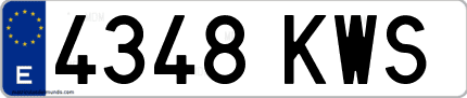 Ejemplo de matrícula de coche ordinaria 4348 KWS
