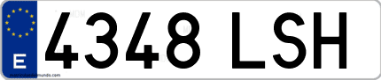 Ejemplo de matrícula de coche ordinaria 4348 LSH