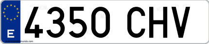 Ejemplo de matrícula de coche ordinaria 4350 CHV