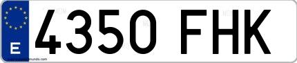 Ejemplo de matrícula española 4350 FHK