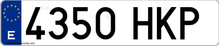 Ejemplo de matrícula de coche ordinaria 4350 HKP