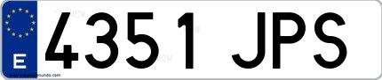 Ejemplo de matrícula española 4351 JPS