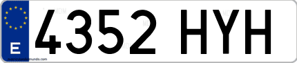 Ejemplo de matrícula de coche ordinaria 4352 HYH