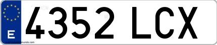 Ejemplo de matrícula española 4352 LCX