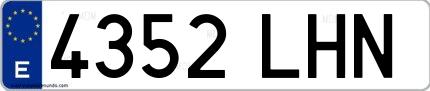 Ejemplo de matrícula española 4352 LHN