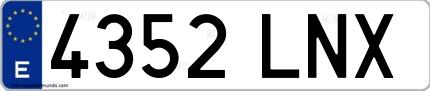 Ejemplo de matrícula española 4352 LNX