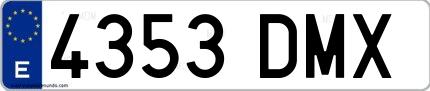 Ejemplo de matrícula española 4353 DMX