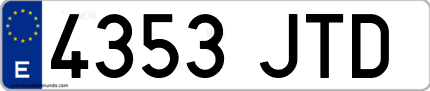 Ejemplo de matrícula de coche ordinaria 4353 JTD