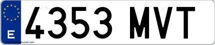 Ejemplo de matrícula española 4353 MVT