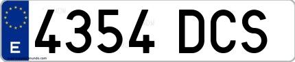 Ejemplo de matrícula española 4354 DCS