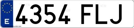 Ejemplo de matrícula española 4354 FLJ