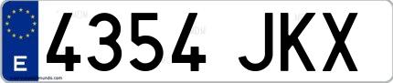 Ejemplo de matrícula española 4354 JKX