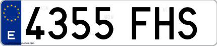 Ejemplo de matrícula española 4355 FHS