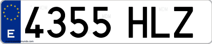 Ejemplo de matrícula de coche ordinaria 4355 HLZ