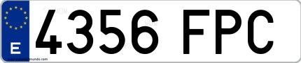 Ejemplo de matrícula española 4356 FPC