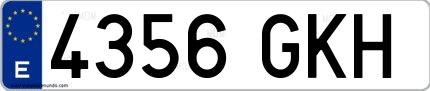 Ejemplo de matrícula española 4356 GKH