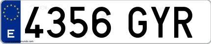 Ejemplo de matrícula española 4356 GYR