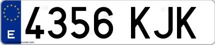 Ejemplo de matrícula española 4356 KJK