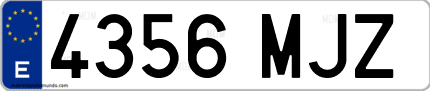 Ejemplo de matrícula de coche ordinaria 4356 MJZ